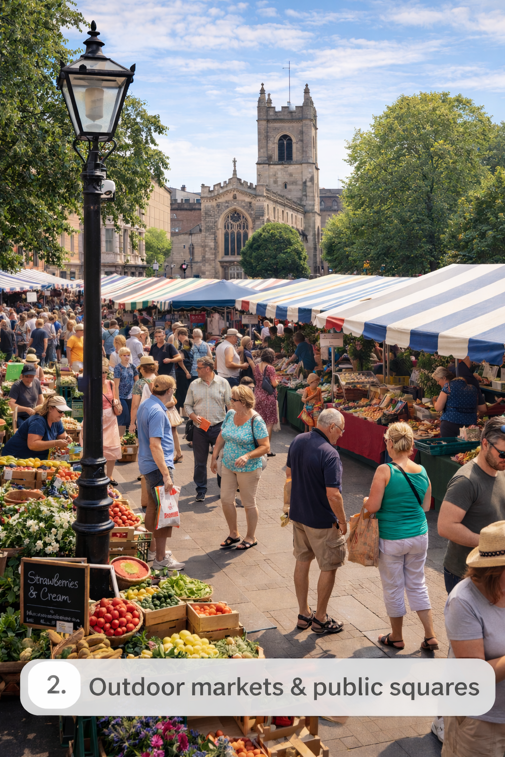 Visitor counting at an outdoor market and public square